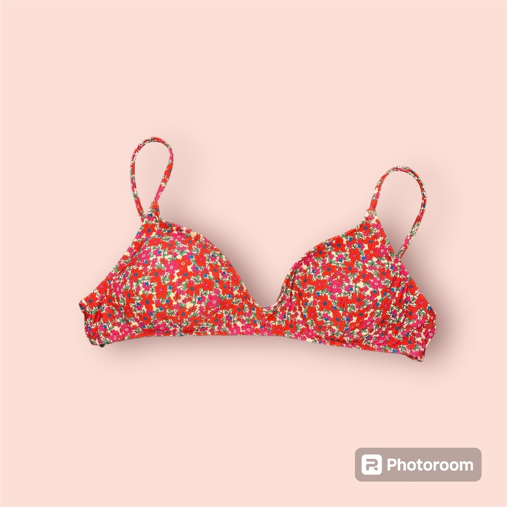 NWT J. Crew Red Floral Bikini Top Size XXL
